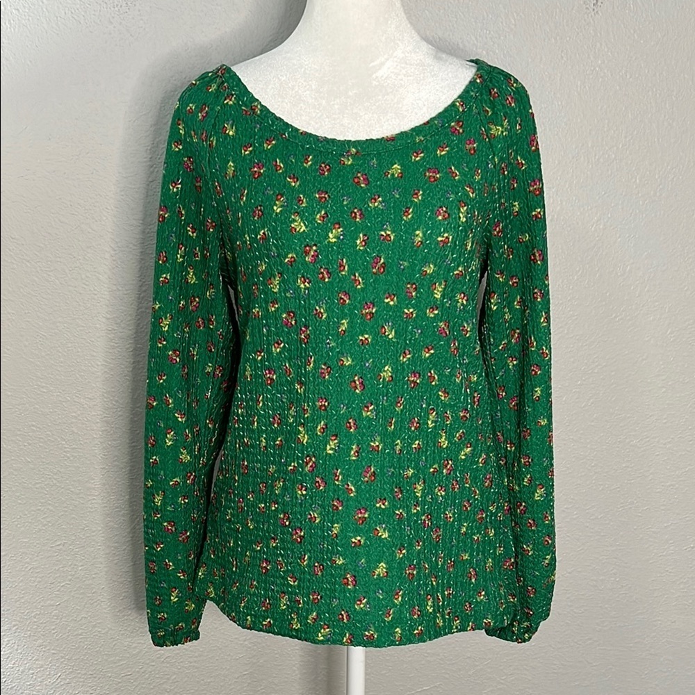 Loft Crinkle Long Sleeve Floral Top Size XS *flaw
